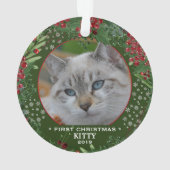 Cat First Christmas Holly wreath photo flakes (dos)
