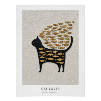 Cat & Fish v10 Perfect Poster