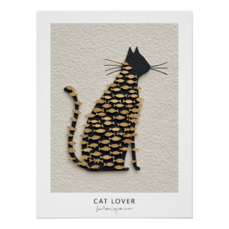 Cat & Fish v11 Perfect Poster
