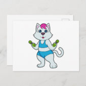 Cat Fitness Dumbbell Briefkaart (Voorkant / Achterkant)