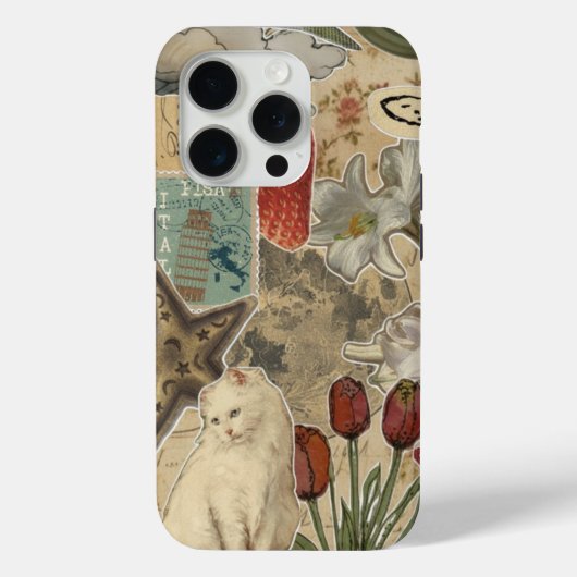 Cat Floral Collage Pattern – Cute Artistic Design Case-Mate iPhone Case (Achterkant)
