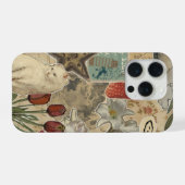 Cat Floral Collage Pattern – Cute Artistic Design iPhone Hoesje (Achterkant horizontaal)