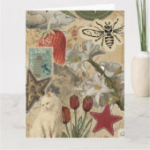 Cat Floral Collage Pattern – Cute Artistic Design Kaart (Voorkant)