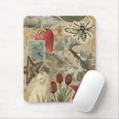 Cat Floral Collage Pattern – Cute Artistic Design Muismat (Met muis)