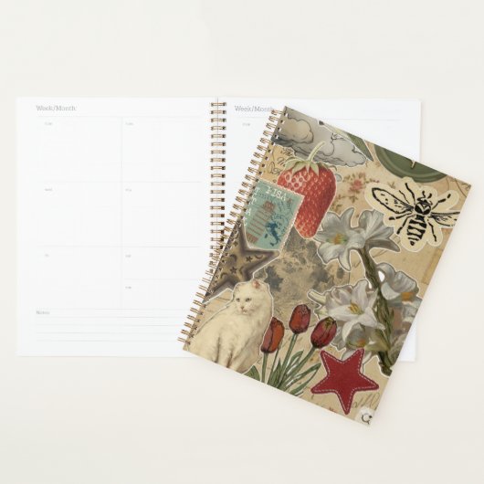 Cat Floral Collage Pattern – Cute Artistic Design Planner (Display)
