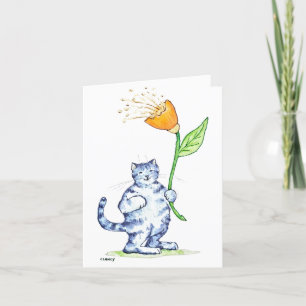 Cat Flower Verjaardag Kaart