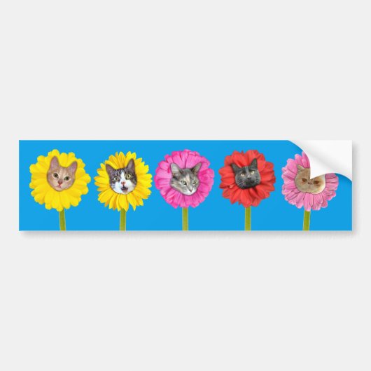 "Cat Flowers" Garden LOL Funny Bumpersticker (Voorkant)