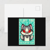 Cat Fluff je middenvinger Kitten Kat Pet Gift Briefkaart (Voorkant / Achterkant)