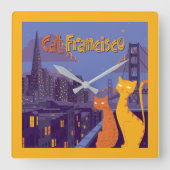 Cat Francisco Vierkante Klok (Voorkant)