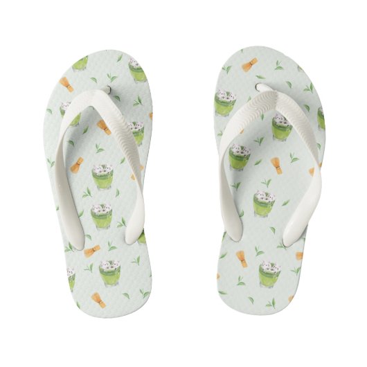 Cat Froth Matcha Green Tea Pattern Kinder Teenslippers (Voetbed)