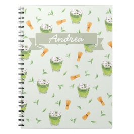 Cat Froth Matcha Green Tea Pattern Notitieboek