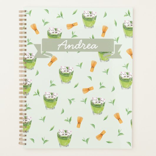 Cat Froth Matcha Green Tea Pattern Planner (Voorkant)
