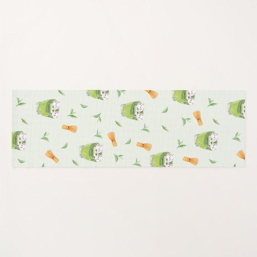 Cat Froth Matcha Green Tea Pattern Yogamat (Voorkant (horizontaal))