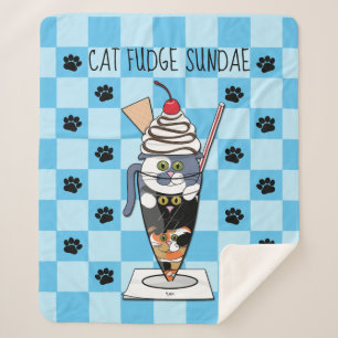Cat Fudge Sundae (met tekst) Sherpa Blanket Sherpa Deken