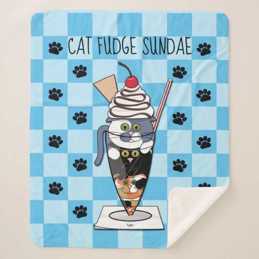Cat Fudge Sundae (met tekst) Sherpa Blanket Sherpa Deken (Voorkant)