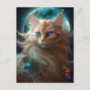 Cat Full Moon Fantasy Art Briefkaart
