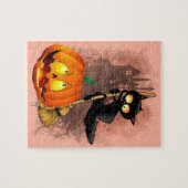 Cat Fun Halloween Character die bang is voor een p Legpuzzel (Horizontaal)