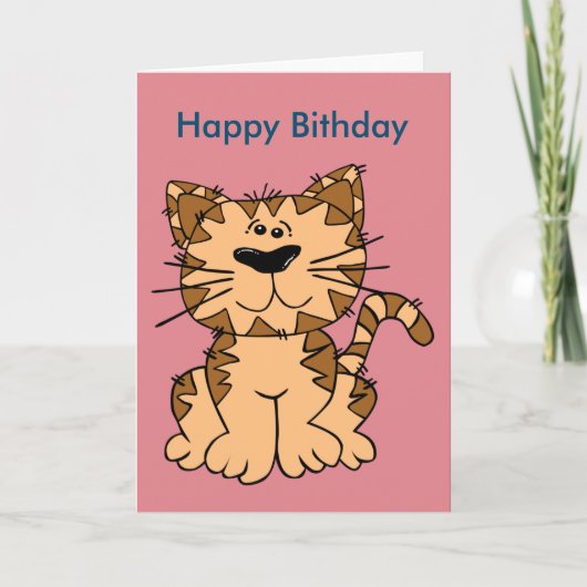 Cat Funny Birthday Briefkaart (Voorkant)