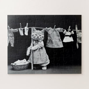 Cat Funny Laundry Day Legpuzzel