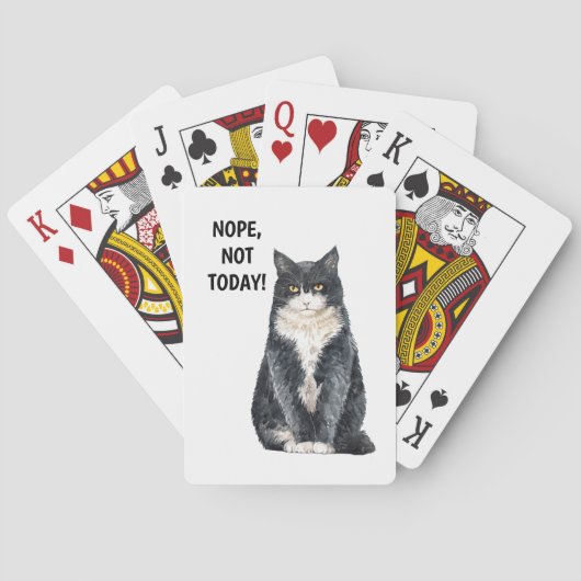 Cat Funny Nope not Today Meme Grumpy Grouchy Pokerkaarten (Achterkant)