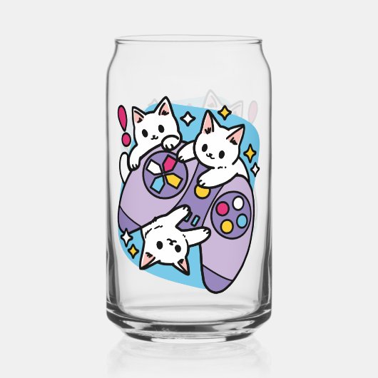 Cat Gamer Design - Spint op Gamer Joystick Art Blikvorm Glas (Voorkant)