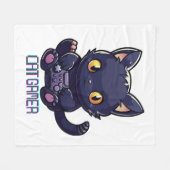 Cat Gamer Fleece Deken (Voorkant (Horizontaal))