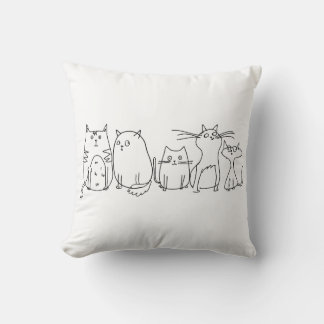 Cat gang Line Art Cartoon illustratie Kussen
