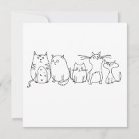 Cat gang Line Art Cartoon illustratie