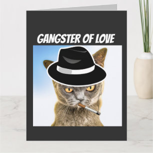 CAT GANGSTER BIRTHDAY OVERGEZET Wenskaart Kaart