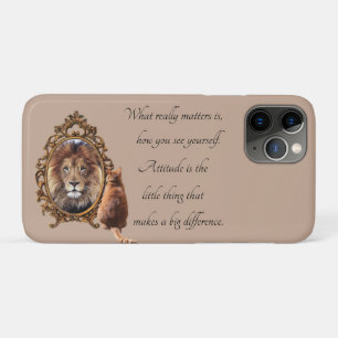 Cat Gazing Mirror Lion Inspirerend tekst  iPhone 11 Pro Hoesje