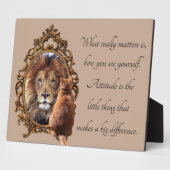 Cat Gazing Mirror Lion Inspirerend tekst  Fotoplaat (Zijkant)