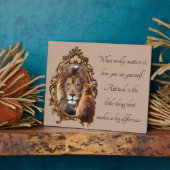 Cat Gazing Mirror Lion Inspirerend tekst Fotoplaat (Zijkant)