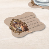 Cat Gazing Mirror Lion Inspirerend tekst Kartonnen Onderzetters (Gekanteld)
