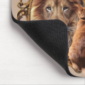 Cat Gazing Mirror Lion Inspirerend tekst  Muismat (Hoek)