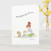 Cat Get Well Kaart (Gele Bloem)