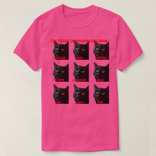 CAT gezichtsuitdrukkingen uitgelegd grafiek uitges T-shirt (Design voorkant)