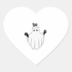 Cat Ghost Boo Halloween Funny Spooky Black Cat Hart Sticker