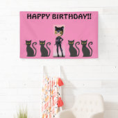 CAT GIRL BIRTHDAY BANNER, PERSONALIZE SPANDOEK (Insitu)