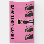 CAT GIRL BIRTHDAY BANNER, PERSONALIZE SPANDOEK (Verticaal)