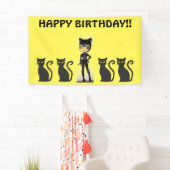 CAT GIRL BIRTHDAY BANNER, PERSONALIZE SPANDOEK (Insitu)