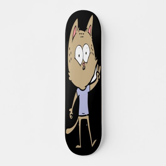Cat Giving Peace Sign Skateboard (Voorkant)