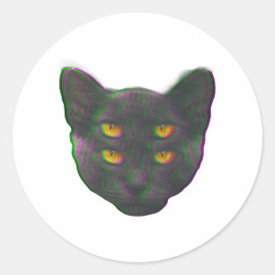 Cat Glitch Vaporwave Weird Dream Kat Ronde Sticker