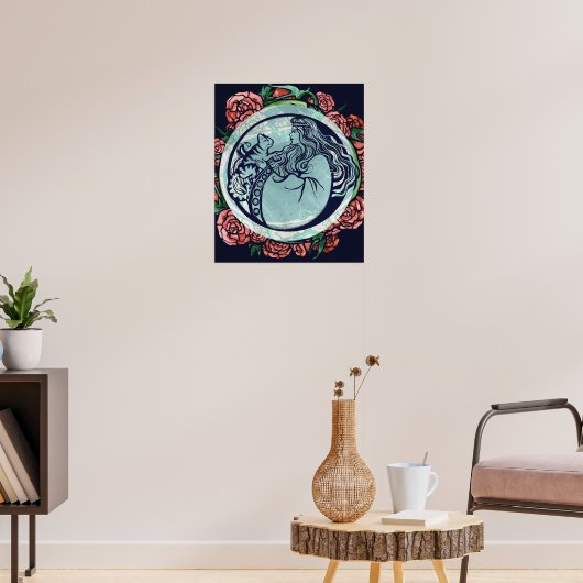 Cat Goddess Roos Poster (Woonkamer 3)