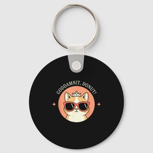 Cat - Godit, Donut! Sy Retro Cat Lover Design  Sleutelhanger (Voorkant)