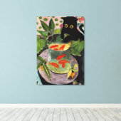 Cat Goldfish Matisse Poster Elegant Modern Canvas Afdruk (Insitu (Houten vloer))