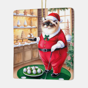 CAT Golf Kerst thema Keramisch Ornament