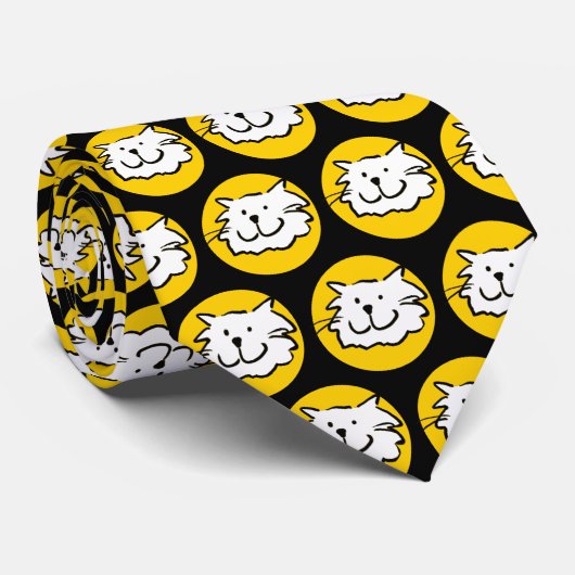 Cat grappig gezichtspatroon stropdas (Opgerold)