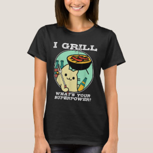 Cat Grilling Superpower Camping BBQ Grappig T-shirt