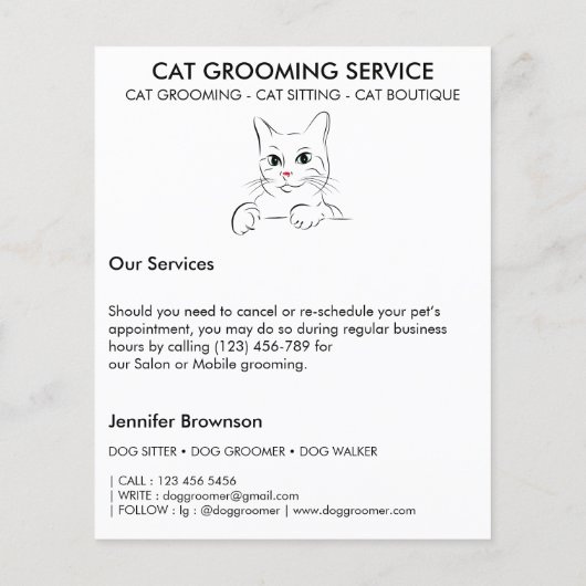 Cat groomoming Service modern Flyer (Achterkant)