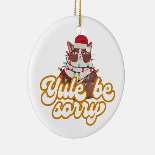 Cat Grumpy Ornement en céramique (Droite)